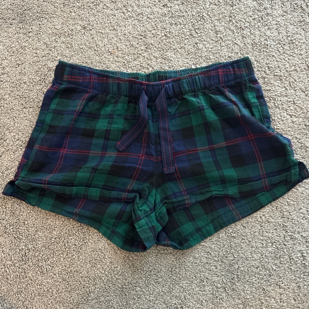 Plaid Green and Blue Women's Sleep Shorts